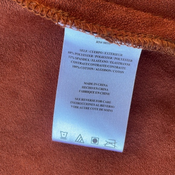 Kut from the Kloth Rust Brown Faux Suede Draped Front Jacket Size Small - Picture 10 of 11